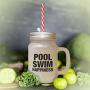 Brown Pool Swim Happiness Frosted Glass Mason Jar With Straw