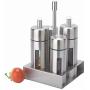 DUDDP Storage Spice lar set Spice Jar 4pieces/set, salt and pepper mill set Stainless-Steel Salt Pepper Shaker, seasoning Bottle Silver