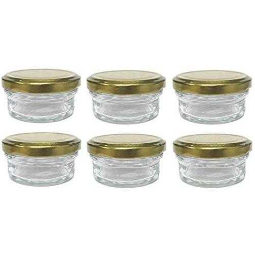Nakpunar 6 pcs, 2 oz Mason Glass Jars with Gold Lids