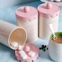 Home By Jackie X789 Set of 3 Metal Kitchen Food Storage Tin Canister/Jar/Container with Flower Lid (pink)