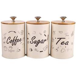 Kitchen Storage Canister, 3pcs Zinc Coating Iron Canister Multifunctional Vintage Metal Dry Food Jars Set With Cover for Tea, Coffee and Sugar