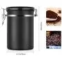 Dampfschließbarer Kaffeebehälter, Großer, luftdichter Edelstahl-Kaffeebehälter für ganze Bohnen/gemahlenen Kaffee (Schwarz 1,8L)