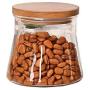 HOUSIYU Candy Jar Glass Sealed Wooden Lid Food Storage Tank, Suitable for Household Kitchen Bathroom Accessories Storage Container, 0.65L