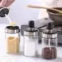 TUU Kitchen Supplies Glass Spice Jars With Spoon Seasoning Bottle Salt Storage Box Pepper Shakers Glass Seasoning Container (Clear)