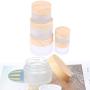 10PCS 5g 10g 15g 30g 50g Frosted Glass Jar Skin Care Eye Cream Jars Pot Refillable Bottle Cosmetic Container With Wood Grain Lid 
