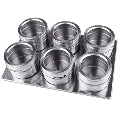 Hot Clear Lid Magnetic Spice Tin Jar Stainless Steel Spice Sauce Storage Container Jars Kitchen Accessories,6Pcs Hot Clear Lid Magnetic Spice Tin Jar Stainless Steel Spice Sauce Storage Container Jars Kitchen Accessories,6Pcs