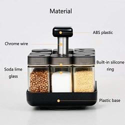 WANGLXST Airtight Glass Rotating Seasoning Bottle, Creative Spice Jar Set, Food Storage Jar Clear Glass Seal, Coffee, Spice Container, Kitchenware Box, Black