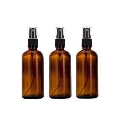 3PK (100ml/3.4oz) Amber Glass Empty Spray Bottle Fine Mist Black Press Spray Head Refillable Portable Sprayers Atomizers Makeup Containers Pot Travel Sub Bottling for Perfume Toner Emollient Water