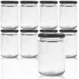 Folinstall Round 8 oz Airtight Glass Jars with Black Metal Lid - Spice Jars  for Jam, Honey, Spices, Arts and Gift Holder 1 Set (9 Jars)