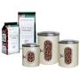 MOSS AND STONE 3 Piece Canister Airtight Set - Kitchen Container With See Through Window - Coffee Containers Sugar And Tea Organizer Jars - Ivory