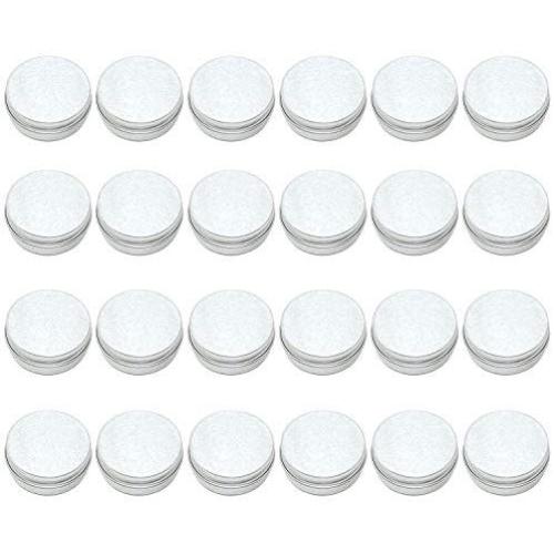 Honbay 24PCS 1/2 oz Round Metal Aluminum Tin Empty Cans Containers with Screw Lid for Storage and Candles Making