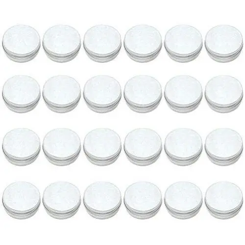 24 Boîtes Métalliques Aluminium Rondes 1/2 oz avec Couvercle à Vis pour Stockage et Fabrication de Bougies 24 Boîtes Métalliques Aluminium Rondes 1/2 oz avec Couvercle à Vis pour Stockage et Fabrication de Bougies