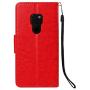 Soft PU Leather Wallet Case for Huawei Mate 20,Flip Stand Case for Huawei Mate 20,Moiky Classic Retro Red 3D Owl Design Solid Color Purse Folio Magnetic Cover with Wrist Strap