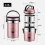 Lunch Box Food Storage Leak Proof Design Jar School Picnic Office Outdoors Waterproof Wide Mouth Bpa-free Material 304 Stainless Steel (Color : Red, Size : 2.0L)