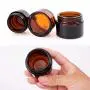 Healthcom 10 Pcs 15g Amber Glass Jars Container Empty Cosmetic Cream Lotion Powder Bottles Pot Refillable Bottle Vials with Lid Inner Liner Makeup Sample Container Lip Balm Sample Storage Jar Home Use