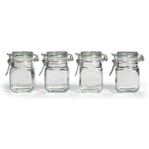 20pcs Small Clear Glass 2.5”Jars Canisters Hinge Lid Storage Organizers tkvor