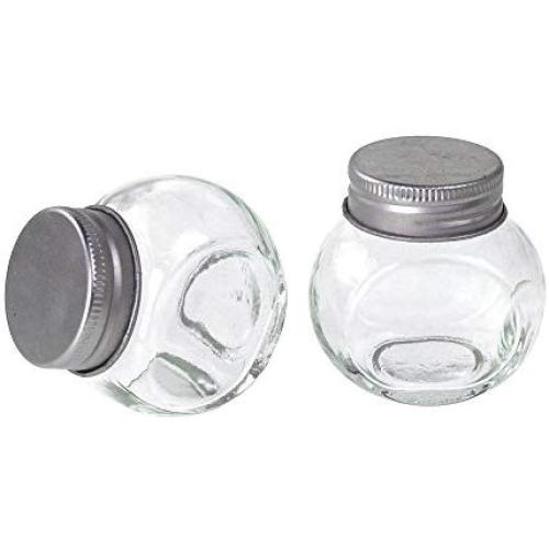 Homeford Clear Glass Tilted Candy Jar with Silver Lid, 2-Inch, 12-Count