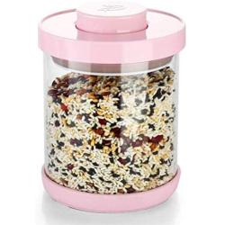 Milk Powder Dispenser, Glass Airtight Food Storage Containers Healthy Storage Keeps Food Fresh Dry (Color : Pink, Size : 500ml)