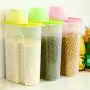 HOMELUNY Pack of 3 Airtight Moisture Proof Rice Storage Jars Kitchen Cereal Storage Jars (with Measuring Cup) for Candy, Cookie, Rice, Sugar,Flour,Snacks Keeping Food Dry & Fresh HOMELUNY Pack of 3 Airtight Moisture Proof Rice Storage Jars Kitchen Cereal Storage Jars (with Measuring Cup) for Candy, Cookie, Rice, Sugar,Flour,Snacks Keeping Food Dry & Fresh