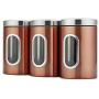 Festnight Food Storage Containers Airtight Containers 3 Piece Set Large Air Tight Clear Durable with Lids Grain Storage Tank Transparent View Window Jars Organization Sets Stainless Steel