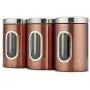 Festnight Food Storage Containers Airtight Containers 3 Piece Set Large Air Tight Clear Durable with Lids Grain Storage Tank Transparent View Window Jars Organization Sets Stainless Steel