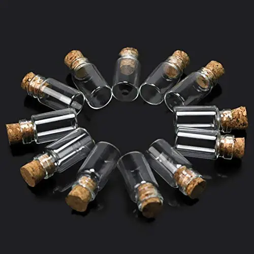 10Pcs Small Tiny Empty Glass Bottle with Cork Stopper Jars Container Decor Storage Craft Mini Wishing Message Vials Container