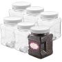 Clear Empty Plastic Storage containers with Lids - Square Plastic Containers - Plastic Jars with Lids ? BPA Free Plastic Jar - Food Grade Air Tight with Easy Grip Handles (6 Pack 32 Oz)