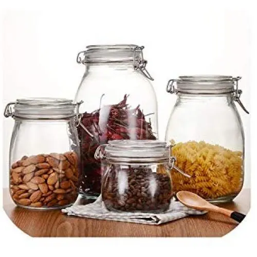 Reinforced Glass Canning Jar Wide Mouth Food Storage Jar With Lock Button Lid Leakproof Food Container Fruit Jar Dishwash Safe,500Ml Reinforced Glass Canning Jar Wide Mouth Food Storage Jar With Lock Button Lid Leakproof Food Container Fruit Jar Dishwash Safe,500Ml