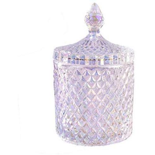 Storage Tank Rainbow Glass Candies with Glass Lid Jewelry Honey Salt Sugar Coffee Powder Glass Furnishings Decor (Diamond color, 10.1 oz) Storage Tank Rainbow Glass Candies with Glass Lid Jewelry Honey Salt Sugar Coffee Powder Glass Furnishings Decor (Diamond color, 10.1 oz)
