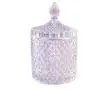 Storage Tank Rainbow Glass Candies with Glass Lid Jewelry Honey Salt Sugar Coffee Powder Glass Furnishings Decor (Diamond color, 10.1 oz)
