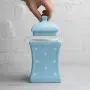 Stadt zur Hütte Handgemachte Lichtblaue und Weiße Punktegroße Keramik 31,5oz/900ml Küchen Lagerbehälter mit Deckel | Tonbehälter, Keksdose, Geschenküb für Wohntreff |