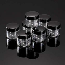 Plastic-Round Pot Jars Cosmetic Containers with Lid - for Storage Liquid Cream Sample Powder Nail- Polish Crafts Make ups 20 ml 0.7 oz Black White Lid 20 PCS