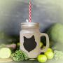 Soft Pink Finnish Lapphund Silhouette Frosted Glass Mason Jar With Straw