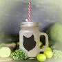 Yellow Finnish Lapphund Silhouette Frosted Glass Mason Jar With Straw Yellow Finnish Lapphund Silhouette Frosted Glass Mason Jar With Straw