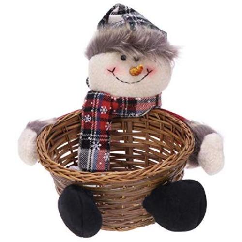 NUOBESTY Christmas Candy Storage Basket Christmas Party Gift Holder Xmas Storage Basket Fruits Container Basket Jar Snowman Candy Storage Basket for Christmas (Snowman)