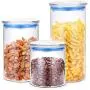 WÄNDLUNG Food Storage Container, Getrocknete Frucht Flasche, Gute Abdichtung, Heat-Resistant Borosilikat Glas Verschlussbehälter, Aufbewahrungsglas, Verschlussflasche, Blau