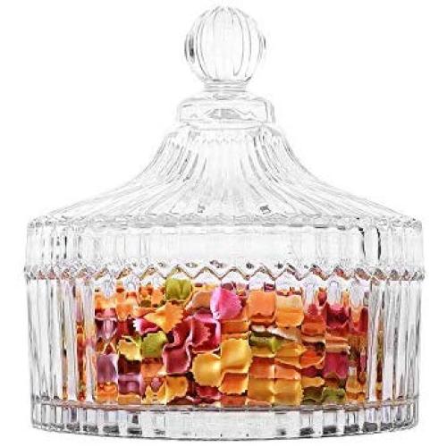 ComSaf Glass Covered Storage Jar Candy Dish Box (Diameter 5.3 Inch)