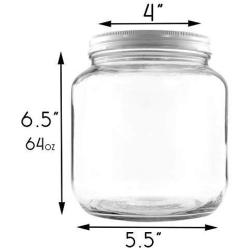 64oz Glass Wide Mouth Jar with BPA Free Leak Proof Plastic Lid (Half Gallon); Food Grade Products, Made in the USA (red, 1)