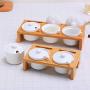 Kitchen Spice Jar Ceramics Seasoning Container Salt Sugar Storage Bottle Kitchen Three Sets Of Chili Condiment Pot,Tza24-1Set Of 3 Jars