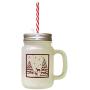 Maroon Deer With Christmas Tree Frosted Glass Mason Jar With Straw