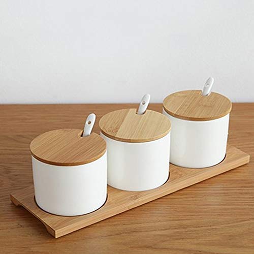 KANEED 2er Set Einfacher Kreativer Keramik Küchen- & Lebensmittelbehälter Organizer Gläser für Gewürze, Zucker, Schale, Dips, Küchen-Stauraubsatz