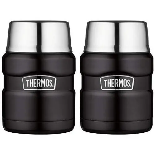 Thermos Stainless King 16 Ounce Food Jar with Folding Spoon, Matte Black, 2 Pack Thermos Stainless King 16 Ounce Food Jar with Folding Spoon, Matte Black, 2 Pack
