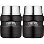 Thermos Stainless King 16 Ounce Food Jar with Folding Spoon, Matte Black, 2 Pack