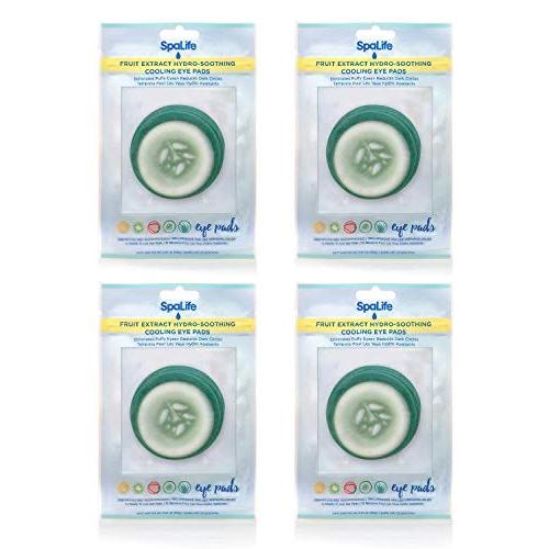 SpaLife Korean Soothing Spa Cooling Eye Pads - 48 Pads - With Fruit + Vegetable Extracts - Depuff Eyes + Reduce Dark Circles (Cucumber)