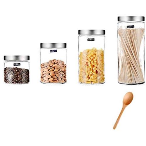Sealed Storage Jar 4PCS Food Grains Transparent Glass Bottle Tea Coffee Seal Storage Cans 4 Pieces/set DELICATEWNN