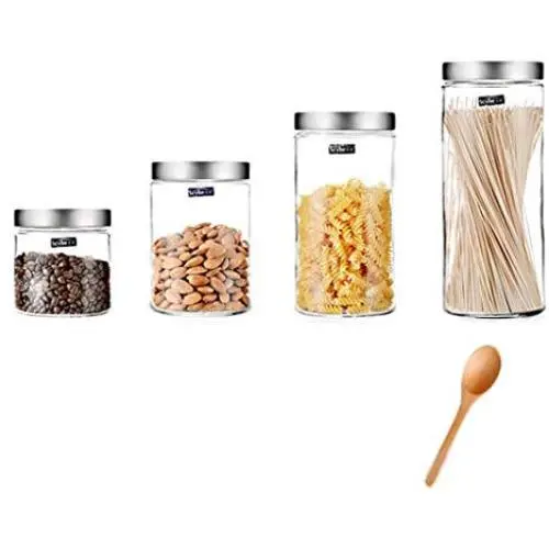 Bocal de Rangement Transparent 4PCS pour Graines/Aliments, Bouchon en Verre Transparent, Boîtes de Rangement 4 Pièces/Ensemble – DELICATEWNN Bocal de Rangement Transparent 4PCS pour Graines/Aliments, Bouchon en Verre Transparent, Boîtes de Rangement 4 Pièces/Ensemble – DELICATEWNN