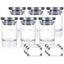 2 oz Premium Borosilicate Clear Glass Jars with Stainless Steel Silicone Sealed Lid (6 Pack) + Labels