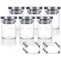 Bouteilles en verre borosilicate clair Premium de 2 oz avec couvercle en silicone en acier inoxydable (6 Pack) + Étiquettes Bouteilles en verre borosilicate clair Premium de 2 oz avec couvercle en silicone en acier inoxydable (6 Pack) + Étiquettes