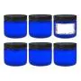 ljdeals 16 oz Blaue PET Kunststoffbehälter mit Deckeln, Wiederbefüllbare Leere Rundenbehälter, Pack von 6, BPA-frei, Hergestellt in den USA, 6 wasserdichte Etiketten