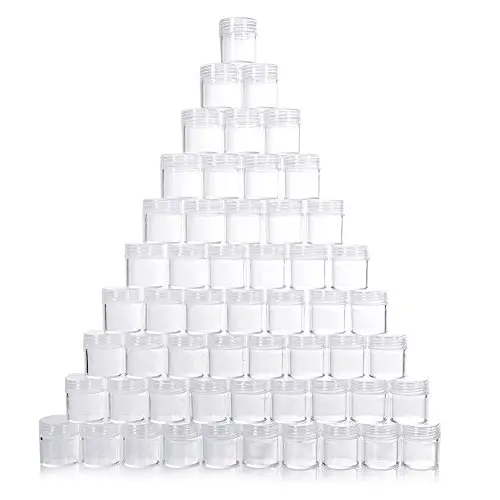 10 Stück Klare Plastikbehälter, Topf-Glasbehälter mit Schraubdeckel, Kosmetikbehälter-Container
